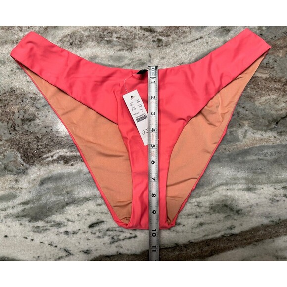 J Crew Bikini Bottom Womens Large Pink Curved Waist Cheeky High Legs Lined - Picture 5 of 5